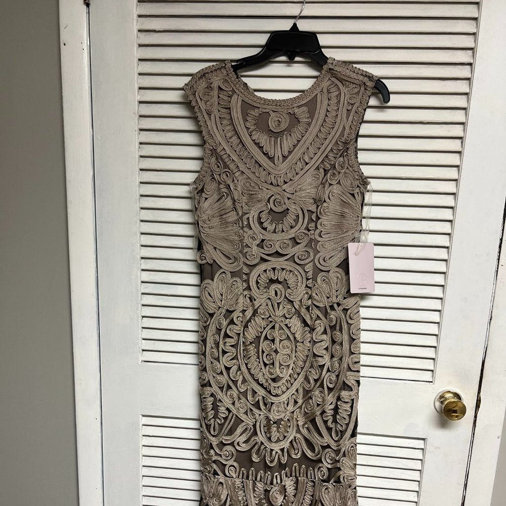 JS Collections Womens Mesh Soutache Semi-Formal Dress